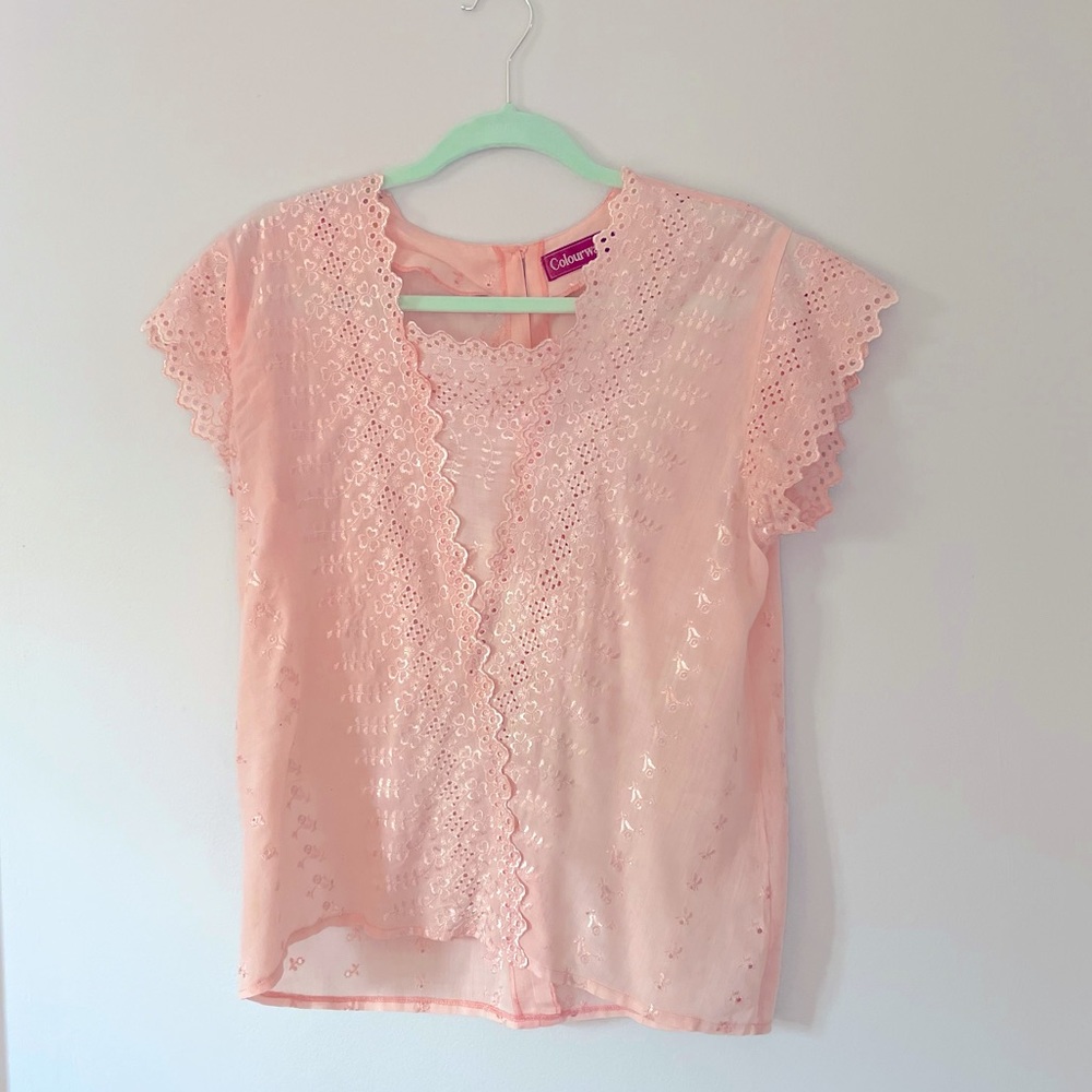 Pink Eyelet Vintage Blouse